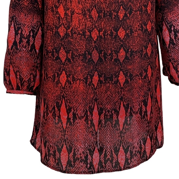 BB Dakota Red Snakeskin Jenelle Semi Sheer Long Sleeve Shift Dress in size Small - Picture 7 of 12